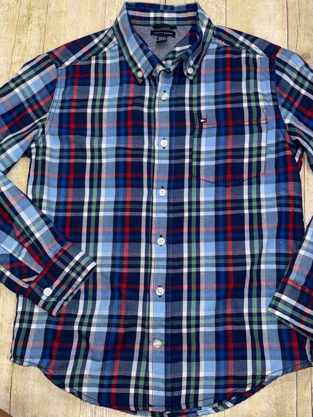 Tommy Hilfiger Blue Red Green Plaid Button-Down Shirt